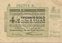 Mannheim - Handelskammer Kreis Mannheim - 10.11.1923 - 4,2 Gold-Pfennig