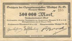 Mannheim-Waldhof - Spiegelmanufaktur Waldhof AG - - 31.8.1923 - 500000 Mark