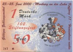 Marburg - W. V. Hohenstaufen-Königsberg, Kaffweg 11 (Hansen-Haus) - 23.6.2000 - 1 DM