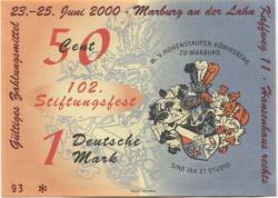Marburg - W. V. Hohenstaufen-Königsberg, Kaffweg 11 (Hansen-Haus) - 23.6.2000 - 1 DM