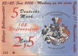 Marburg - W. V. Hohenstaufen-Königsberg, Kaffweg 11 (Hansen-Haus) - 23.6.2000 - 5 DM