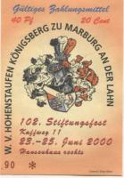 Marburg - W. V. Hohenstaufen-Königsberg, Kaffweg 11 (Hansen-Haus) - 23.6.2000 - 40 Pfennig