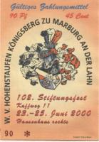 Marburg - W. V. Hohenstaufen-Königsberg, Kaffweg 11 (Hansen-Haus) - 23.6.2000 - 90 Pfennig