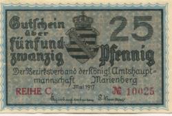 Marienberg - Amtshauptmannschaft - Mai 1917 - 31.12.1918 - 25 Pfennig