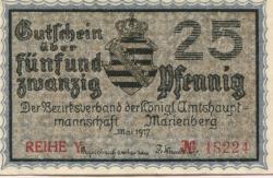 Marienberg - Amtshauptmannschaft - Mai 1917 - 31.12.1918 - 25 Pfennig