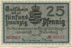 Marienberg - Amtshauptmannschaft - Mai 1917 - 31.12.1918 - 25 Pfennig