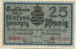 Marienberg - Amtshauptmannschaft - Mai 1917 - 31.12.1918 - 25 Pfennig