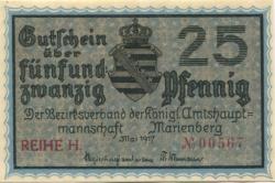 Marienberg - Amtshauptmannschaft - Mai 1917 - 31.12.1918 - 25 Pfennig