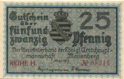 Marienberg - Amtshauptmannschaft - Mai 1917 - 31.12.1918 - 25 Pfennig