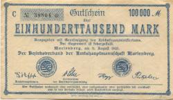 Marienberg - Amtshauptmannschaft - 11.8.1923 - 100000 Mark