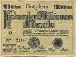 Marienberg - Amtshauptmannschaft - 4.10.1923 - 100 Millionen Mark