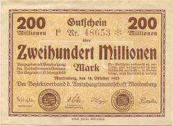 Marienberg - Amtshauptmannschaft - 18.10.1923 - 200 Millionen Mark