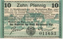 Marienburg (heute: PL-Malbork) - Stadt - 24.1.1917 - 10 Pfennig