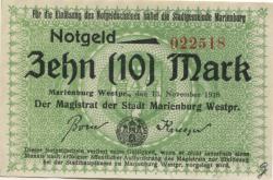 Marienburg (heute: PL-Malbork) - Stadt - 13.11.1918 - 10 Mark
