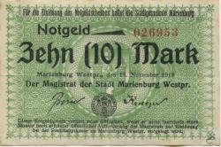 Marienburg (heute: PL-Malbork) - Stadt - 13.11.1918 - 10 Mark