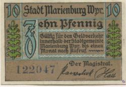 Marienburg (heute: PL-Malbork) - Stadt - -- - 10 Pfennig 