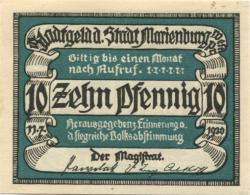 Marienburg (heute: PL-Malbork) - Stadt - -- - 10 Pfennig 