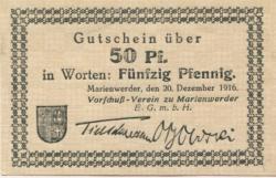 Marienwerder (heute: PL-Kwidzyn) - Vorschuss-Verein EGmbH - 20.12.1916 - 50 Pfennig