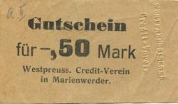 Marienwerder (heute: PL-Kwidzyn) - Westpreußischer Credit-Verein - -- - 0.50 Mark