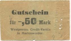 Marienwerder (heute: PL-Kwidzyn) - Westpreußischer Credit-Verein - -- - 0.50 Mark