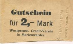 Marienwerder (heute: PL-Kwidzyn) - Westpreußischer Credit-Verein - -- - 2 Mark
