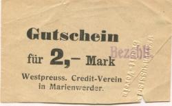 Marienwerder (heute: PL-Kwidzyn) - Westpreußischer Credit-Verein - -- - 2 Mark