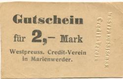 Marienwerder (heute: PL-Kwidzyn) - Westpreußischer Credit-Verein - -- - 2 Mark
