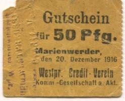 Marienwerder (heute: PL-Kwidzyn) - Westpreußischer Credit-Verein - 20.12.1916 - 50 Pfennig