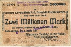 Markneukirchen - Allgemeine Deutsche Credit-Anstalt, Filiale Markneukirchen - 8.8.1923 - 2 Millionen Mark
