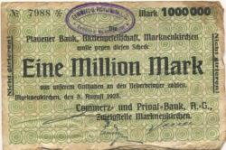 Markneukirchen - Commerz- und Privat-Bank AG, Zweigstelle Markneukirchen - 8.8.1923 - 1 Million Mark
