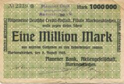 Markneukirchen - Plauener Bank AG - 8.8.1923 - 1 Million Mark