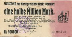 Markt Oberdorf - Marktgemeinde - 4.9.1923 - 1/2 Million Mark