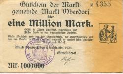 Markt Oberdorf - Marktgemeinde - 4.9.1923 - 1 Million Mark