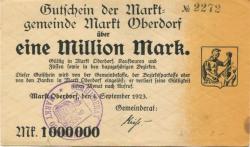 Markt Oberdorf - Marktgemeinde - 4.9.1923 - 1 Million Mark
