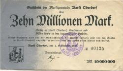 Markt Oberdorf - Marktgemeinde - 4.9.1923 - 10 Millionen Mark