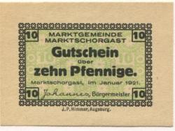 Marktschorgast - Gemeinde - Januar 1921 - 10 Pfennig