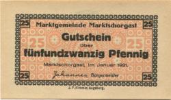 Marktschorgast - Gemeinde - Januar 1921 - 25 Pfennig