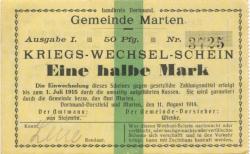 Marten (und Dortmund-Dorstfeld) - Gemeinde - 11.8.1914 - 1/2 Mark