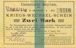 Marten (und Dortmund-Dorstfeld) - Gemeinde - 11.8.1914 - 2 Mark