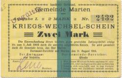 Marten (und Dortmund-Dorstfeld) - Gemeinde - 11.8.1914 - 2 Mark