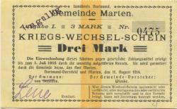 Marten (und Dortmund-Dorstfeld) - Gemeinde - 11.8.1914 - 3 Mark