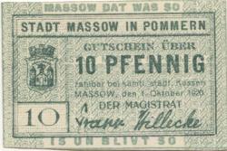 Massow (heute: PL-Maszewo) - Stadt - 1.10.1920 - 10 Pfennig