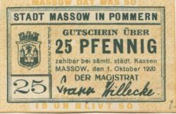 Massow (heute: PL-Maszewo) - Stadt - 1.10.1920 - 25 Pfennig 