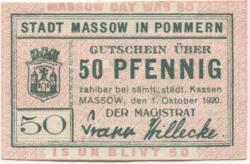 Massow (heute: PL-Maszewo) - Stadt - 1.10.1920 - 50 Pfennig