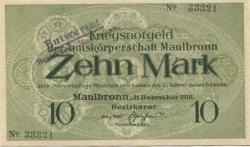 Maulbronn - Amtskörperschaft - 31.12.1918 - 1.2.1919 - 10 Mark