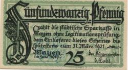 Mayen - Stadt - 1.6.1919 - 31.3.1921 - 25 Pfennig 
