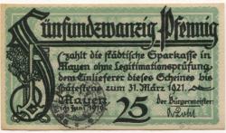 Mayen - Stadt - 1.6.1919 - 31.3.1921 - 25 Pfennig