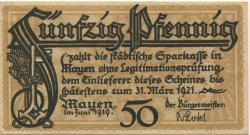Mayen - Stadt - 1.6.1919 - 31.3.1921 - 50 Pfennig