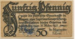 Mayen - Stadt - 1.6.1919 - 31.3.1921 - 50 Pfennig