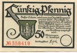 Meiningen - Stadt - 11.6.1921 - 50 Pfennig 